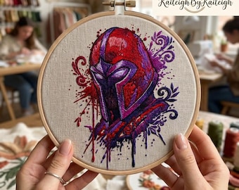 Helm Stickdatei Set – Comic Art DIY Craft, Geeky Decor
