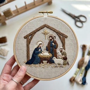 Nativity Embroidery Kit, Christmas Religious Craft, Holy Family Wall Art, Holiday DIY Gift