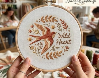 Bird Embroidery Kit – Wild Heart Swallow Boho Nature Craft Hoop Art
