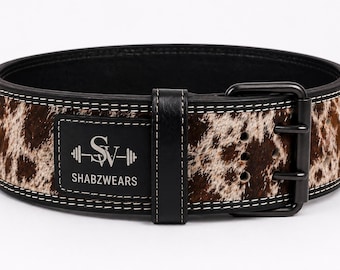 Cinturón de levantamiento de pesas de piel de vaca – Auténtico cinturón de levantamiento de pesas / Soporte lumbar para entrenamiento en gimnasio