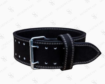 Cinturón de levantamiento de pesas de cuero con doble hebilla - Cinturón de levantamiento de pesas y gimnasio de alta resistencia de 10 mm