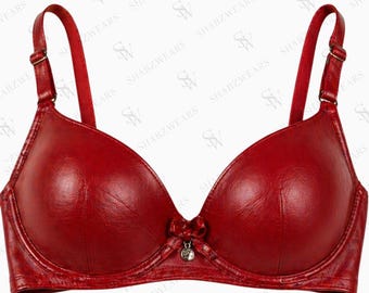 Rode leren bh voor dames | Echte leren lingerie | BH met verstelbare bandjes | Handgemaakte designer binnenkleding | Gedurfde fashionstatement-bh