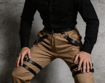 Cinturón arnés unisex de estilo punk gótico para piernas, accesorio de estilo streetwear que estiliza la figura.