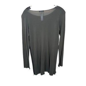 Eileen Fisher The System Gray Long Tunic Top Tencel Semi Sheer Slits XS Lagen image 5