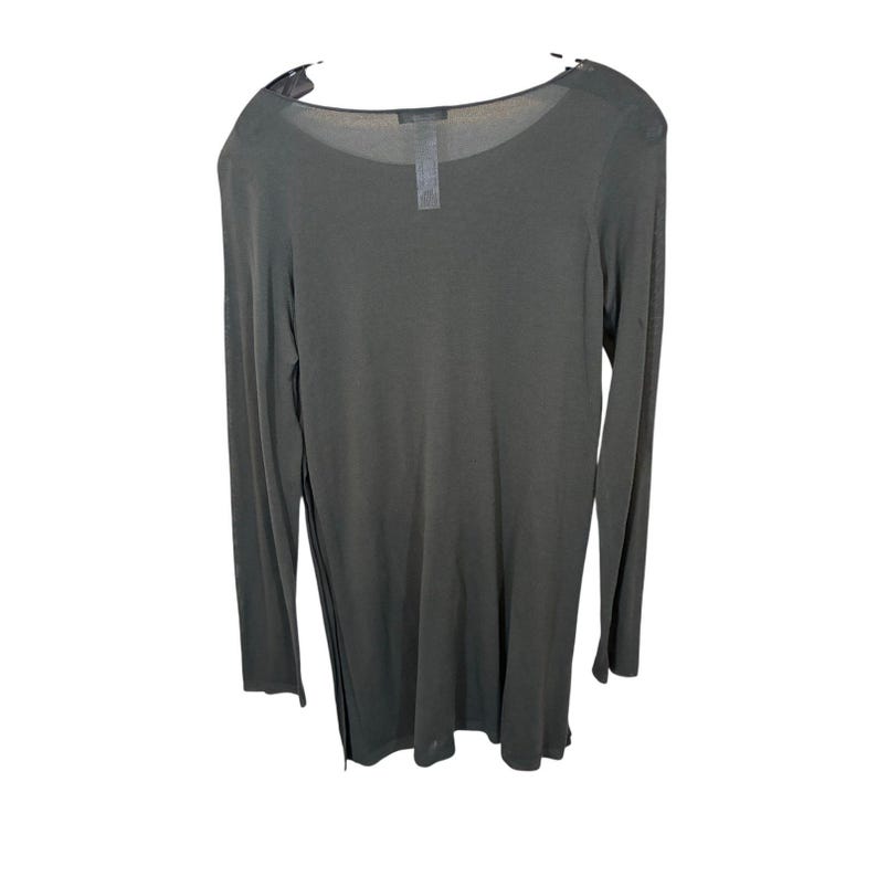 Eileen Fisher The System Gray Long Tunic Top Tencel Semi Sheer Slits XS Lagen image 5