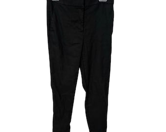 Ann Taylor Stretch Linen Black  Straight Leg Pants Sz 2 Office Minimalist Preppy