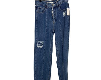 NWT PacSun Baggy Jeans M Rodeo Wash Faux Distressed Wide Leg Women's 26 Modest