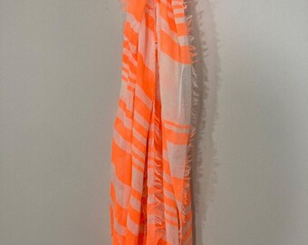 Apt 9 Ruffled Neon Cotton Orange Raw HemSwirl Scarf