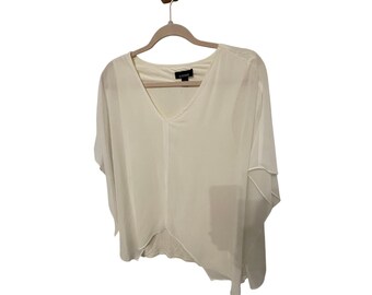 B Design M Whimsy Ethereal Fairy Dainty White Short Sleeve Chiffon Blouse