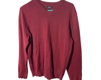 Apt 9 Men's Small Merino Wool Preppy Academia Business V-Neck Pullover Sweater