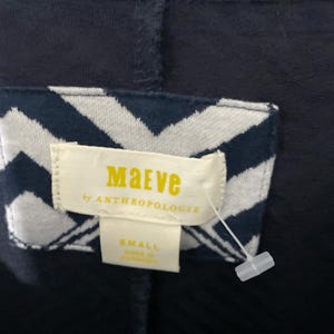 Maeve by Anthropologie Mikayla Peplum Lagenlook Minimalist Preppy Navy Top SZ S image 8