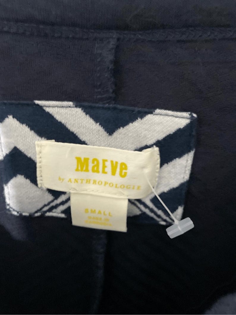 Maeve by Anthropologie Mikayla Peplum Lagenlook Minimalist Preppy Navy Top SZ S image 8