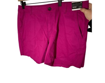NWT A.N.A Twill Short Chino Fuschia Bold Color Pop Casual Preppy SZ 14 Shorts
