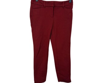White House Black Market The Slim Ankle Career Dress Pants Burgundy  Preppy 00P