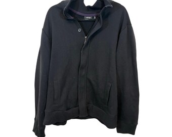 APT 9 Mens Sweater Jacket Full Zip Mock Neck Long Sleeve Pockets Knit Black XL Preppy