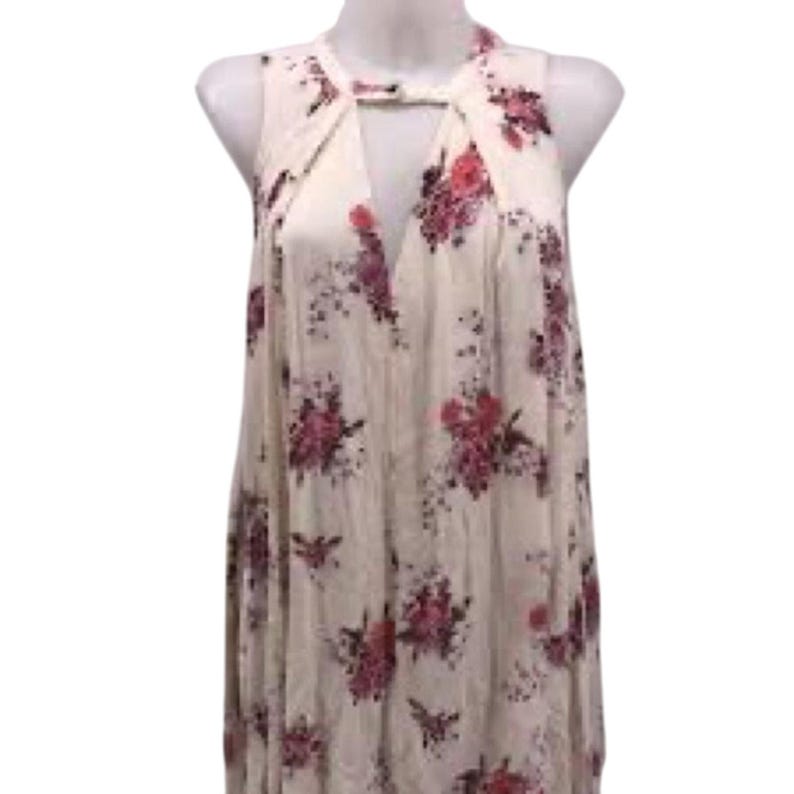 Free People Boho  Western Bloomcore Tunic Floral Flowy Peephole Tank Dress SZ XS image 7