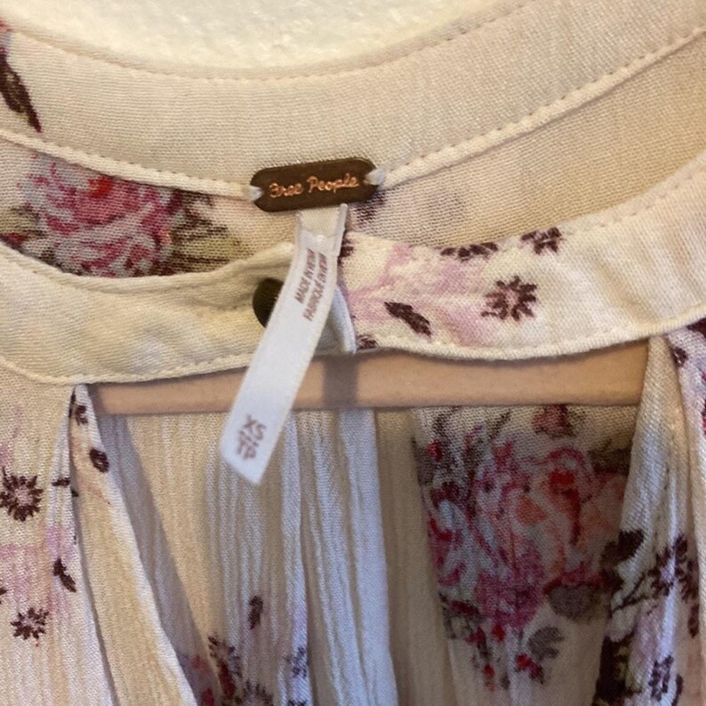 Free People Boho  Western Bloomcore Tunic Floral Flowy Peephole Tank Dress SZ XS image 2