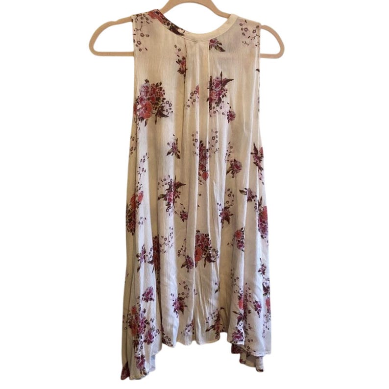 Free People Boho  Western Bloomcore Tunic Floral Flowy Peephole Tank Dress SZ XS image 6