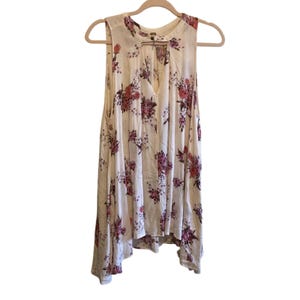 Free People Boho  Western Bloomcore Tunic Floral Flowy Peephole Tank Dress SZ XS image 1