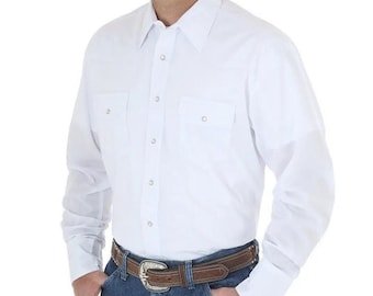 Wrangler Men's Broadcloth Western Snap Shirt Cattlemen Ranch Rodeo Equestrian 3X