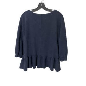 Maeve by Anthropologie Mikayla Peplum Lagenlook Minimalist Preppy Navy Top SZ S image 4