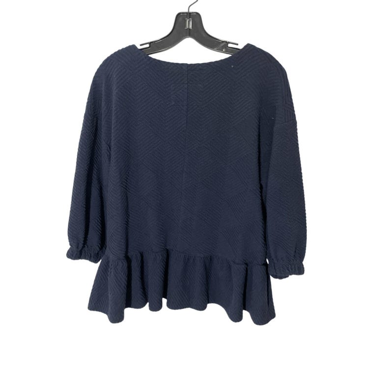 Maeve by Anthropologie Mikayla Peplum Lagenlook Minimalist Preppy Navy Top SZ S image 4