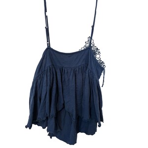 Marinblå Free People Kayla Dam Boho Virkad Spets Elegant Preppy Minimalistisk L bild 8