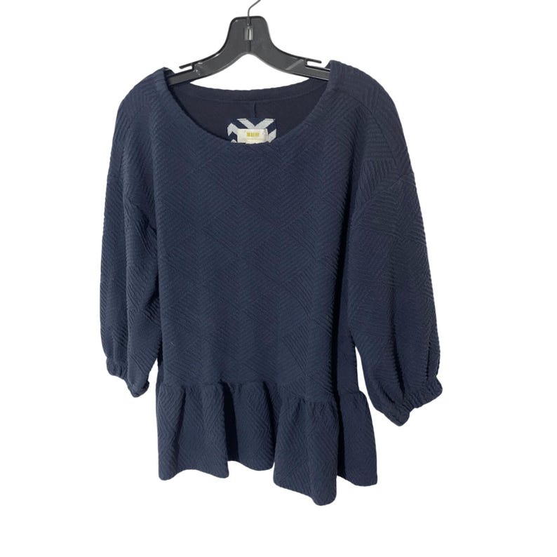 Maeve by Anthropologie Mikayla Peplum Lagenlook Minimalist Preppy Navy Top SZ S image 3