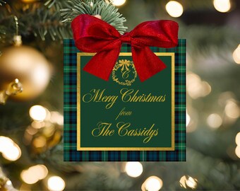 Windsor Plaid Christmas Gift Tag Template | Editable Printable Holiday Gift Tags |To/From Present | Instant Download