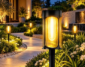 8 Pack Solar Pathway Lights, Warm White 3000K LED, Dusk to Dawn for Garden