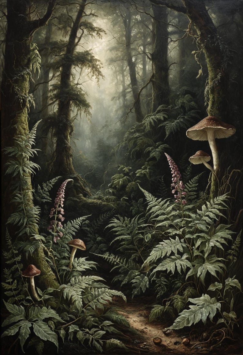 Enchanted Forest Wallpaper Mural | Dark Woodland Wall Art | Mystical ...