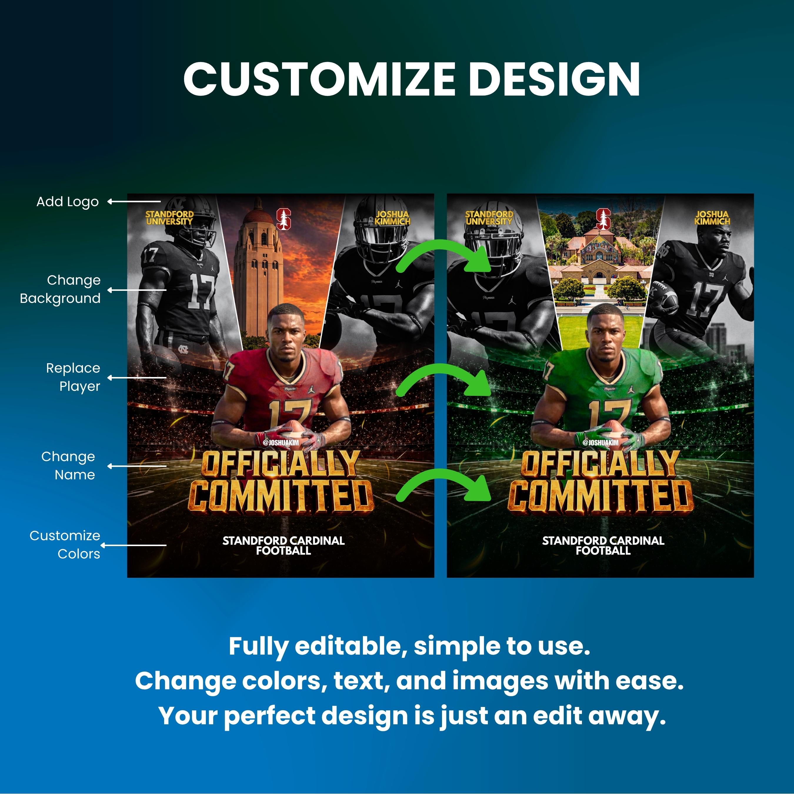 College Commitment Template Canva | Editable Athlete Signing Day ...