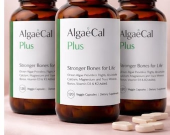 AlgaeCal Plus Plant-Based Calcium Supplement for Bone Health - Pack of 3 .