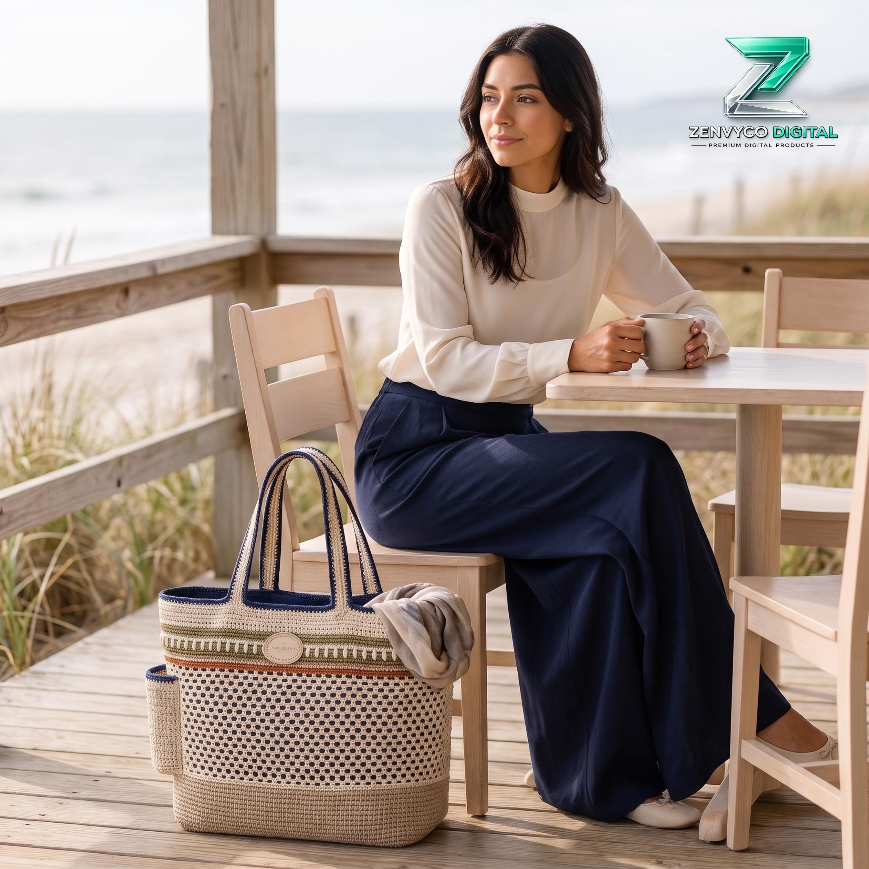 Lined Utility Beach Tote with Bottle Pocket
