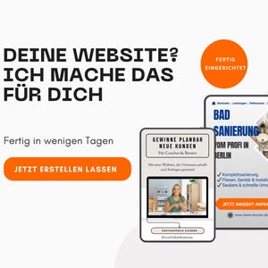 May include: An advert with the text "DEINE WEBSITE? ICH MACHE DAS FÜR DICH" in black. The advert includes the text "Fertig in wenigen Tagen" and a button that says "JETZT ERSTELLEN LASSEN". There are also images of websites.