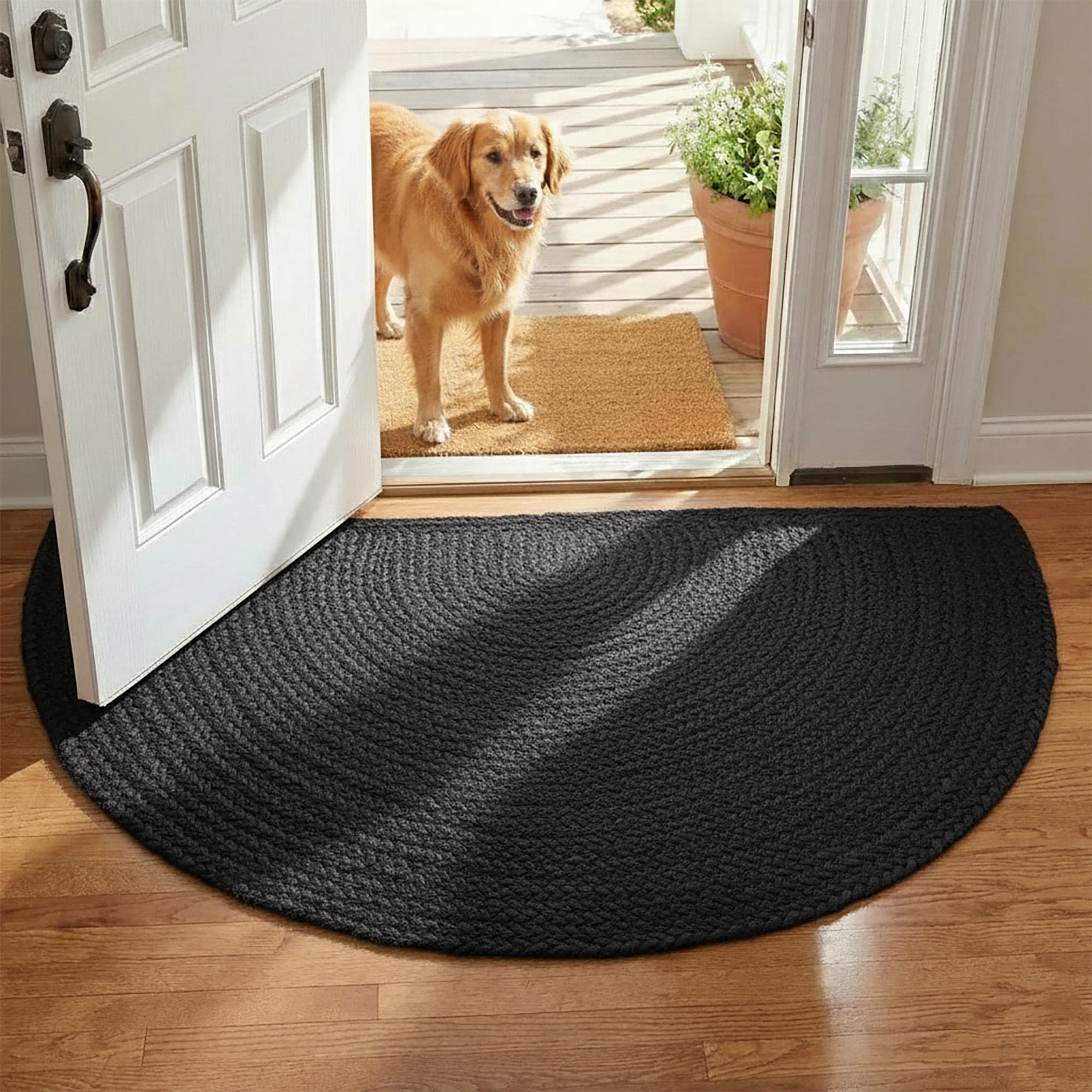 Half Circle Black Rug - Etsy