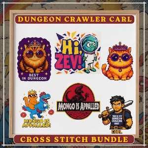 Dungeon Crawler Carl Cross Stitch Bundle, Mongo Is Appalled Pattern Pack, Hi Zev, Princess Donut PDF, Carl Fan Art Chart