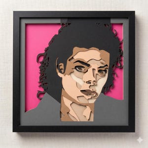 Michael Jackson 3D Shadow Box Art - Layered Paper King of Pop Portrait - Retro Music Icon Wall Decor - Unique Gift for Music Lovers