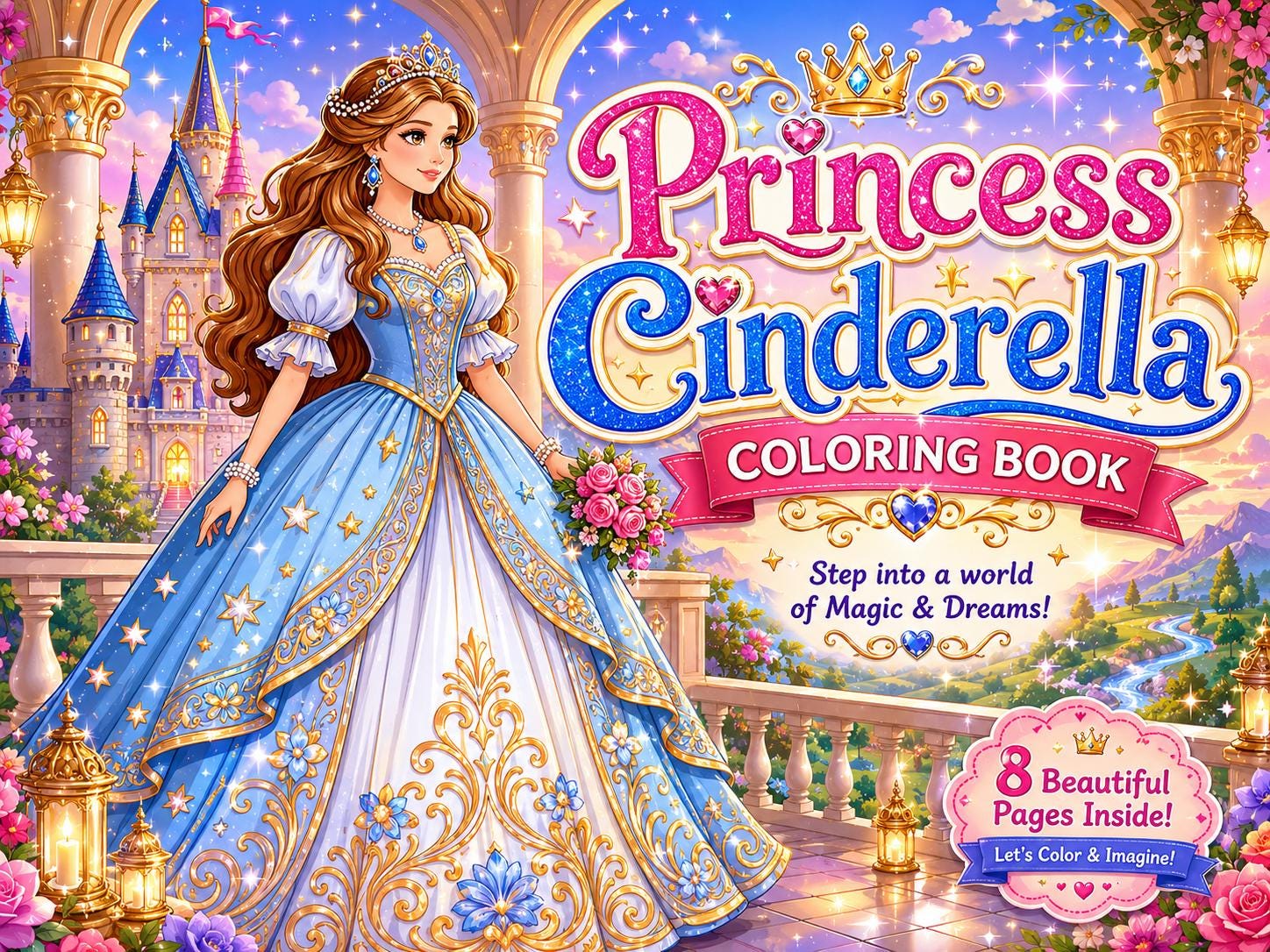 Princess Cinderella Coloring Pages for Kids Fairy Tale Princess…