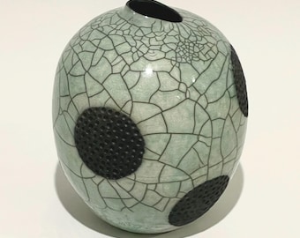 Globe Crackle Raku Vase