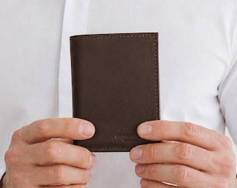 Mens Leather Wallet with ID Window, Handmade Bifold Wallet, Full Size Leather Organizer, Genuine Leather Wallet, Crafted in Ukraine