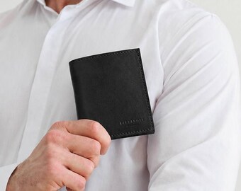 Slim Leather Wallet for Men, Handmade Bifold Wallet, Mens Leather Card Wallet, Minimalist Wallet, Gift for Him