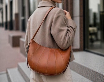Luxury Shoulder Bag for Women, Premium Leather Handbag, Minimalist Everyday Purse, Sculptural Leather Bag