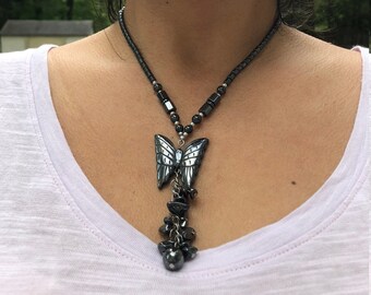 Butterfly Necklace Black