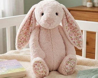 Jellycat Bonnie Bunny pluche, bloemen oor konijn knuffeldier, zachtroze konijn speelgoed, kraamcadeau, inrichting kinderkamer