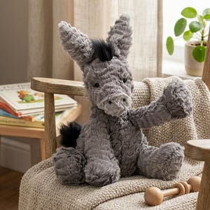 Jellycat Donkey Plush, Soft Grey Donkey Stuffed Animal, Floppy Plush Toy, Baby Gift, Nursery Decor, Kids Comfort Toy