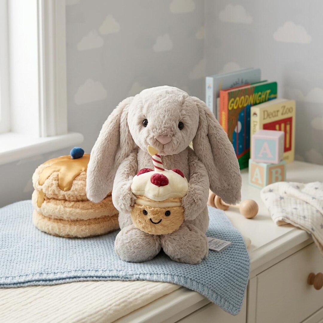 Jellycat Rabbit Decor Jellycat Plush Bunny Beige Soft Rabbit Toy With Cupcake, Stuffed Animal ...