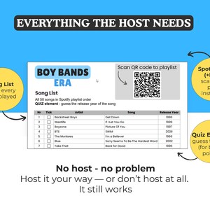 BOY BANDS Music Bingo, 30 Printable Cards, 3 Eras Classic Millennial K-Pop, Summer Game, Birthday Party, Spotify Playlist, Instant Download image 6