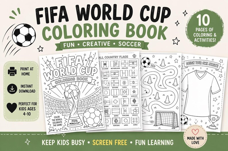 Libro para colorear de la Copa Mundial de la FIFA para niños de 4 a 10 ...