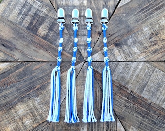 10-5-6-5 Zizit-Set mit 4 Quasten aus Baumwolle für Rock- und Kleidersaum mit stoffschonenden Clips, 19 cm (7,5 Zoll)